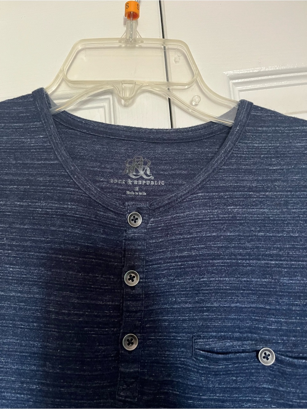 Rock and republic 3 button tee dark blue